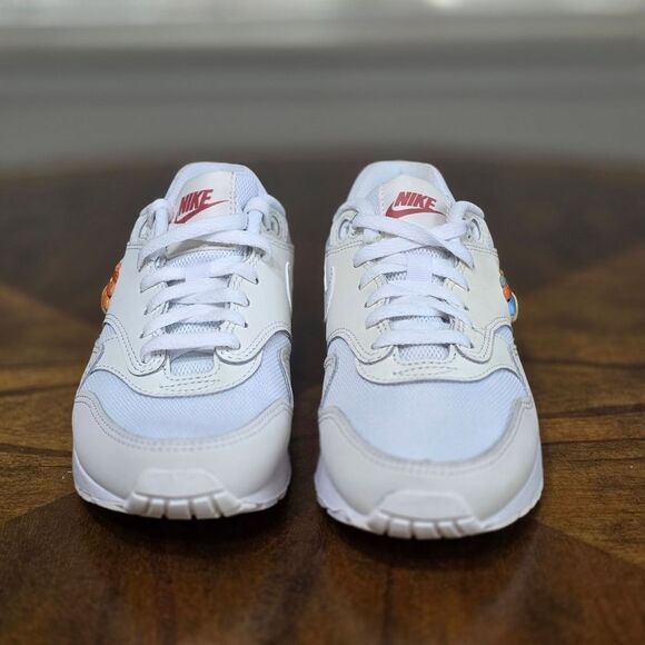 Nike Air Max 1 SE White Rainbow Lace Swoosh White/Blush GS Size 3Y LE FN4782-100 - Picture 3 of 15